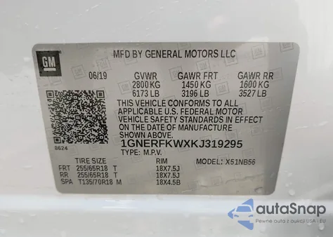 2019 Chevrolet Traverse Ls from USA, damaged, VIN 1GNERFKWXKJ319295